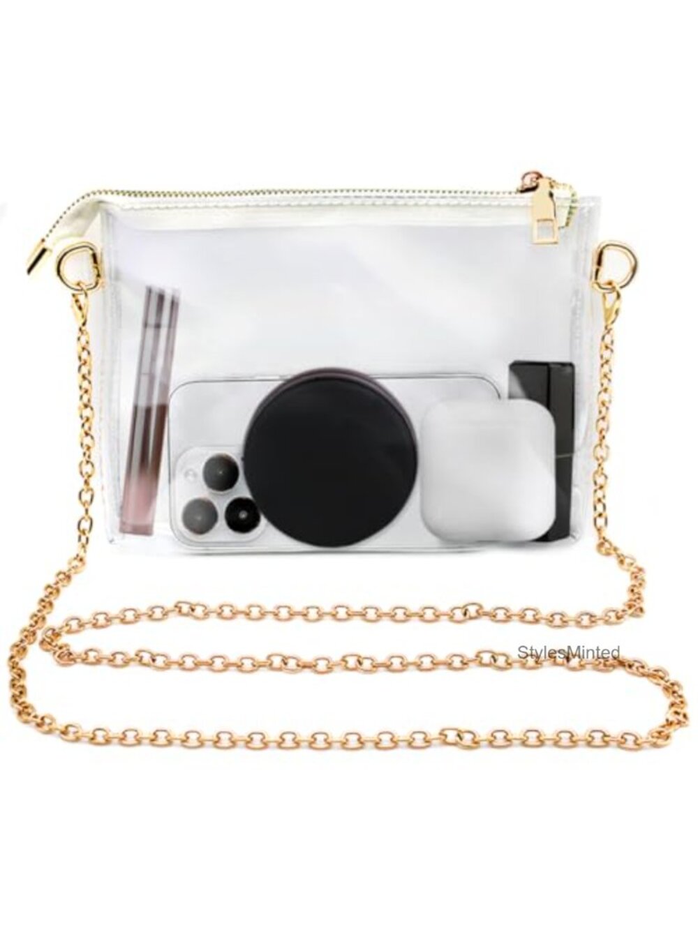 Clear Crossbody Bag for Women Stadium Approved Transparent Purse Chain